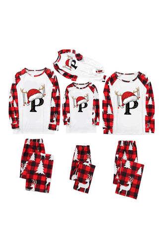 Rotes und weißes Hirschhut-bedrucktes Fmaily-Pyjama-Set