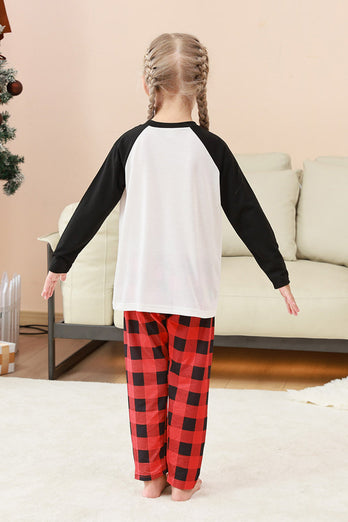 Schwarzes und rotes Familienpyjama-Set mit Weihnachtsmann-Druck