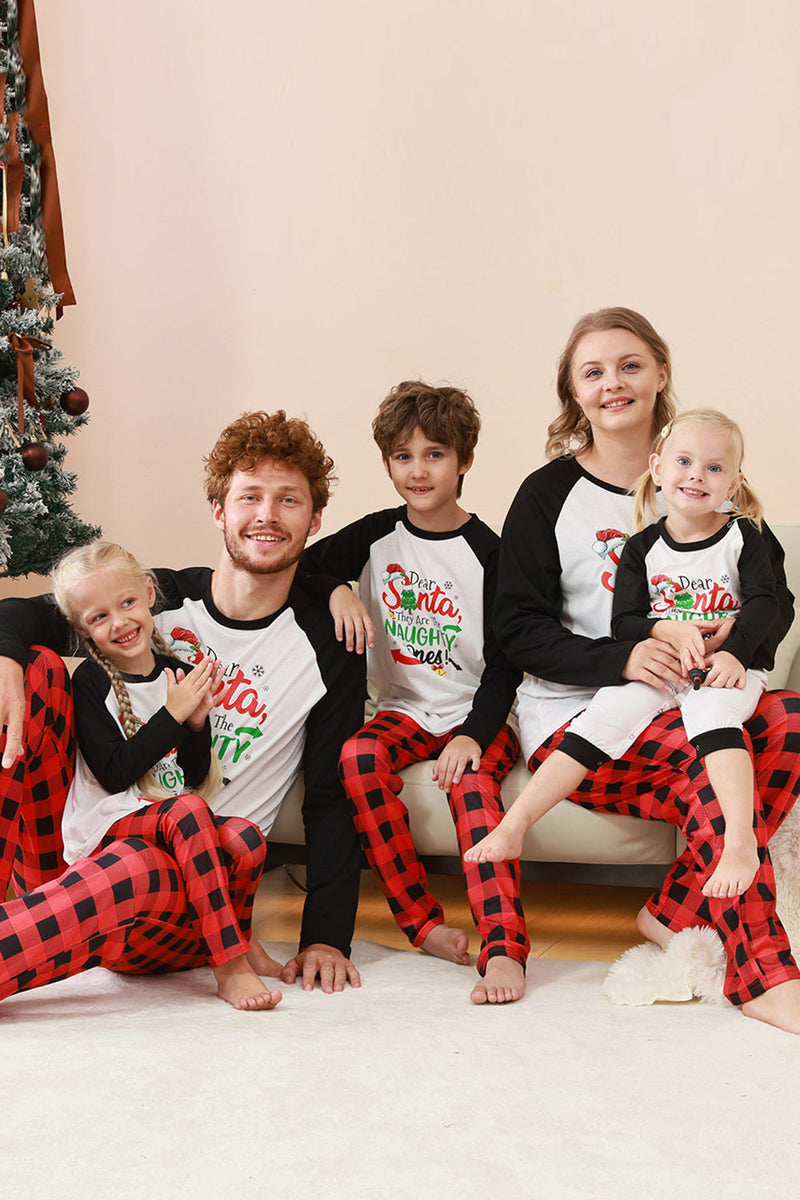 Laden Sie das Bild in den Galerie-Viewer, Schwarzes und rotes Familienpyjama-Set mit Weihnachtsmann-Druck