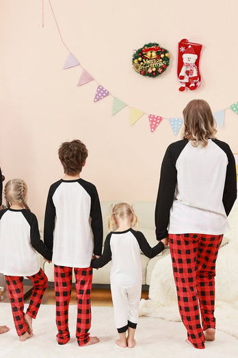 Schwarzes und rotes Familienpyjama-Set mit Weihnachtsmann-Druck