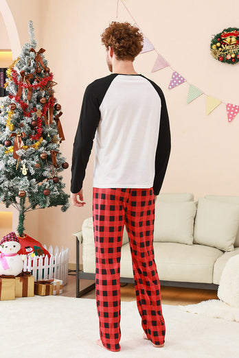 Schwarzes und rotes Familienpyjama-Set mit Weihnachtsmann-Druck