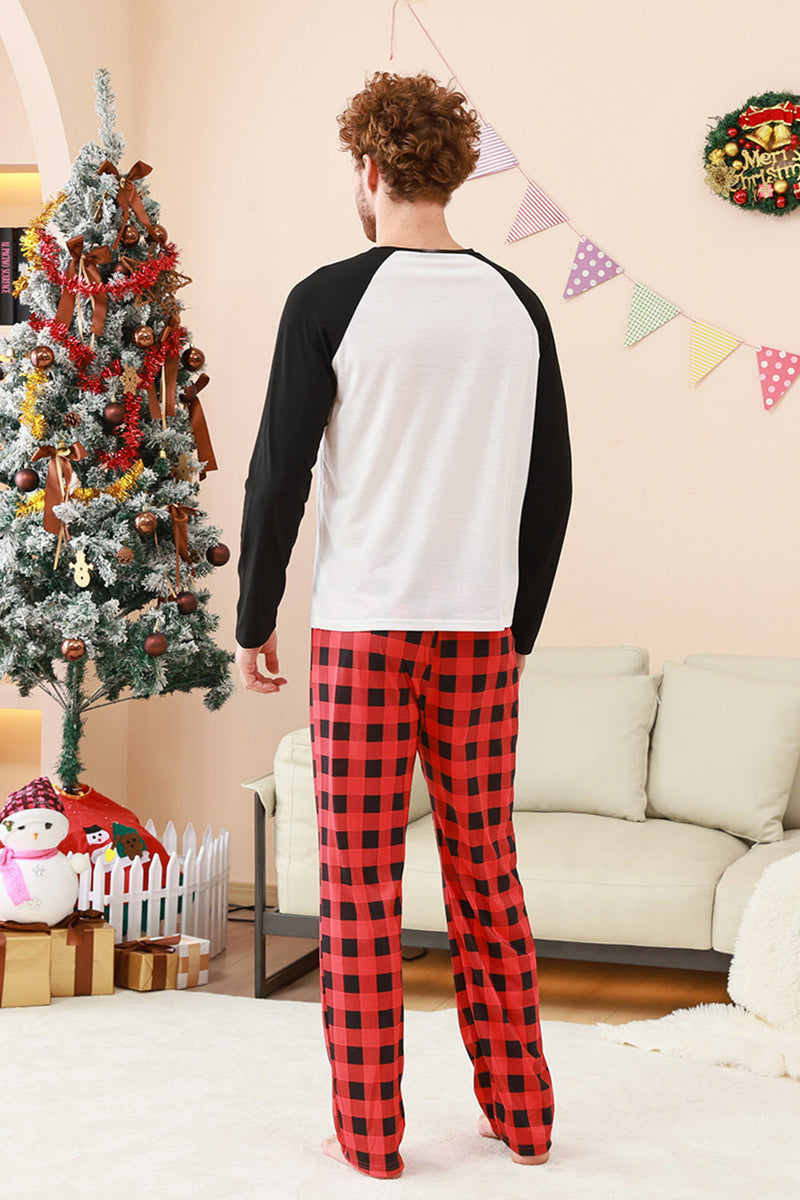 Laden Sie das Bild in den Galerie-Viewer, Schwarzes und rotes Familienpyjama-Set mit Weihnachtsmann-Druck