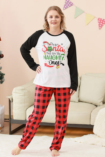 Schwarzes und rotes Familienpyjama-Set mit Weihnachtsmann-Druck