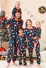 Laden Sie das Bild in den Galerie-Viewer, Marineblaues Familienpyjama-Set mit Weihnachtsmuster und bedrucktem