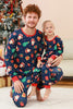 Laden Sie das Bild in den Galerie-Viewer, Marineblaues Familienpyjama-Set mit Weihnachtsmuster und bedrucktem