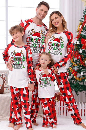 Rotes und weißes Weihnachts-bedrucktes Familienpyjama-Set