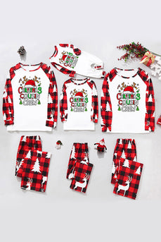 Rotes und weißes Weihnachts-bedrucktes Familienpyjama-Set