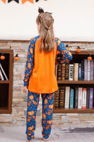 Laden Sie das Bild in den Galerie-Viewer, Orange Kürbis Druck Familie Halloween Pyjama (lange Ärmel)