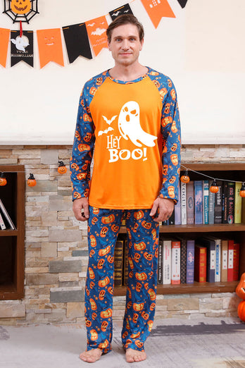 Orange Kürbis Druck Familie Halloween Pyjama (lange Ärmel)