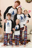 Laden Sie das Bild in den Galerie-Viewer, Schwarz-Blauer Familien-Weihnachtspyjama mit Baumdruck