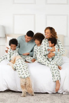 Grau Grün Weihnachtsbaum Druck Weihnachten Familie Passendes Pyjama Set