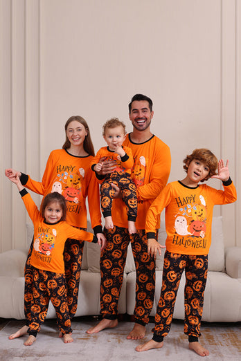 Kürbis Druck Orange Halloween Familie Pyjama Set