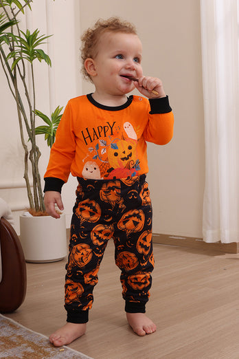 Kürbis Druck Orange Halloween Familie Pyjama Set