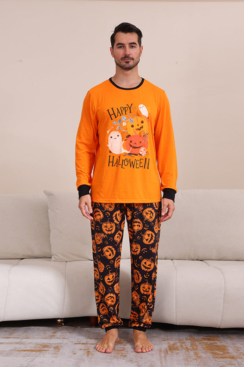 Laden Sie das Bild in den Galerie-Viewer, Kürbis Druck Orange Halloween Familie Pyjama Set