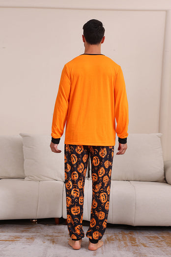 Kürbis Druck Orange Halloween Familie Pyjama Set