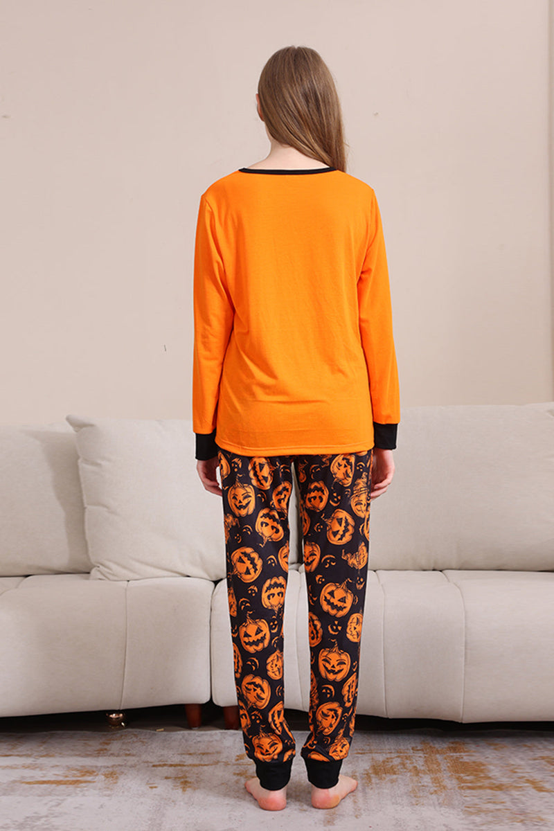 Laden Sie das Bild in den Galerie-Viewer, Kürbis Druck Orange Halloween Familie Pyjama Set