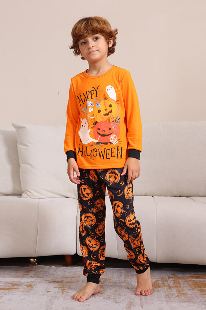 Laden Sie das Bild in den Galerie-Viewer, Kürbis Druck Orange Halloween Familie Pyjama Set