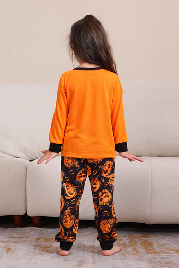 Kürbis Druck Orange Halloween Familie Pyjama Set