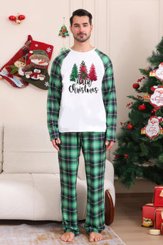 Grün und Weiß Frohe Weihnachten Familie Pyjama-Sets