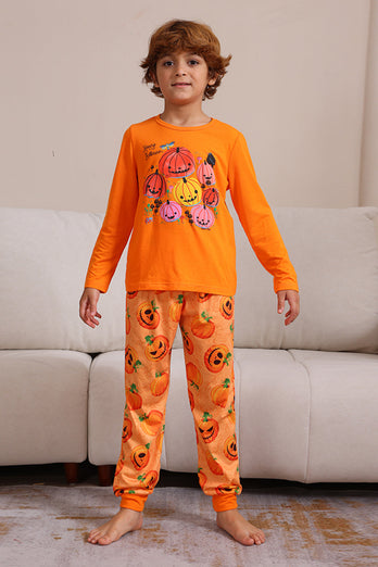 Halloween Orange Kürbis Familie Pyjama Set