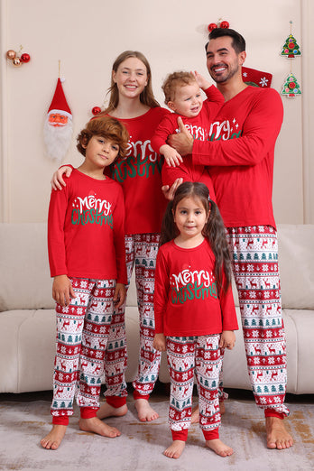 Rotes Weihnachts-Familien-Pyjama-Set