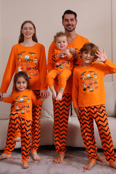 Orange Halloween Familie Passendes Pyjama-Set