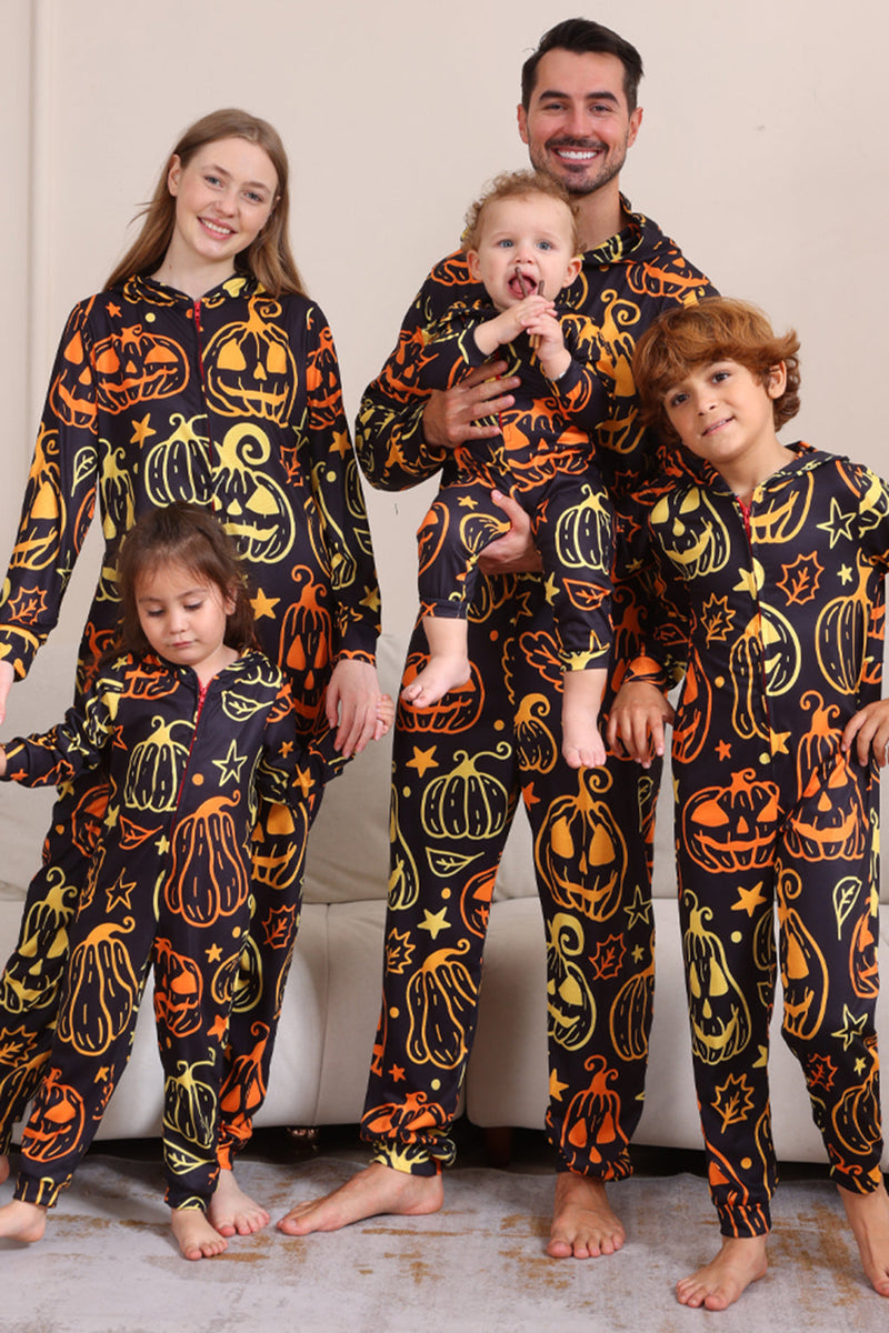 Laden Sie das Bild in den Galerie-Viewer, Schwarzer Druck Halloween Familie Passendes Pyjama-Set