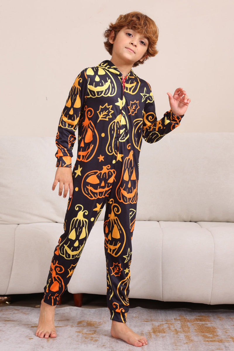 Laden Sie das Bild in den Galerie-Viewer, Schwarzer Druck Halloween Familie Passendes Pyjama-Set