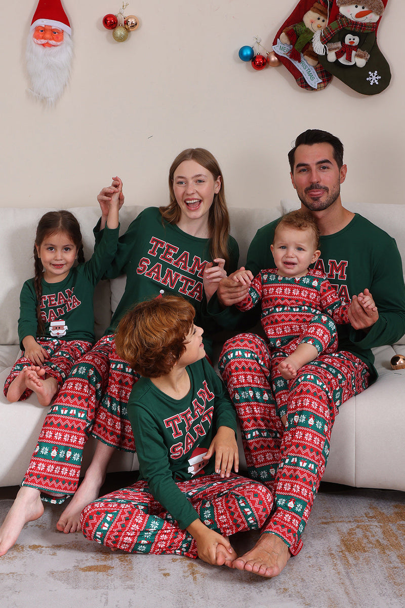 Laden Sie das Bild in den Galerie-Viewer, Dunkelgrünes Weihnachts-Familien-Pyjama-Set