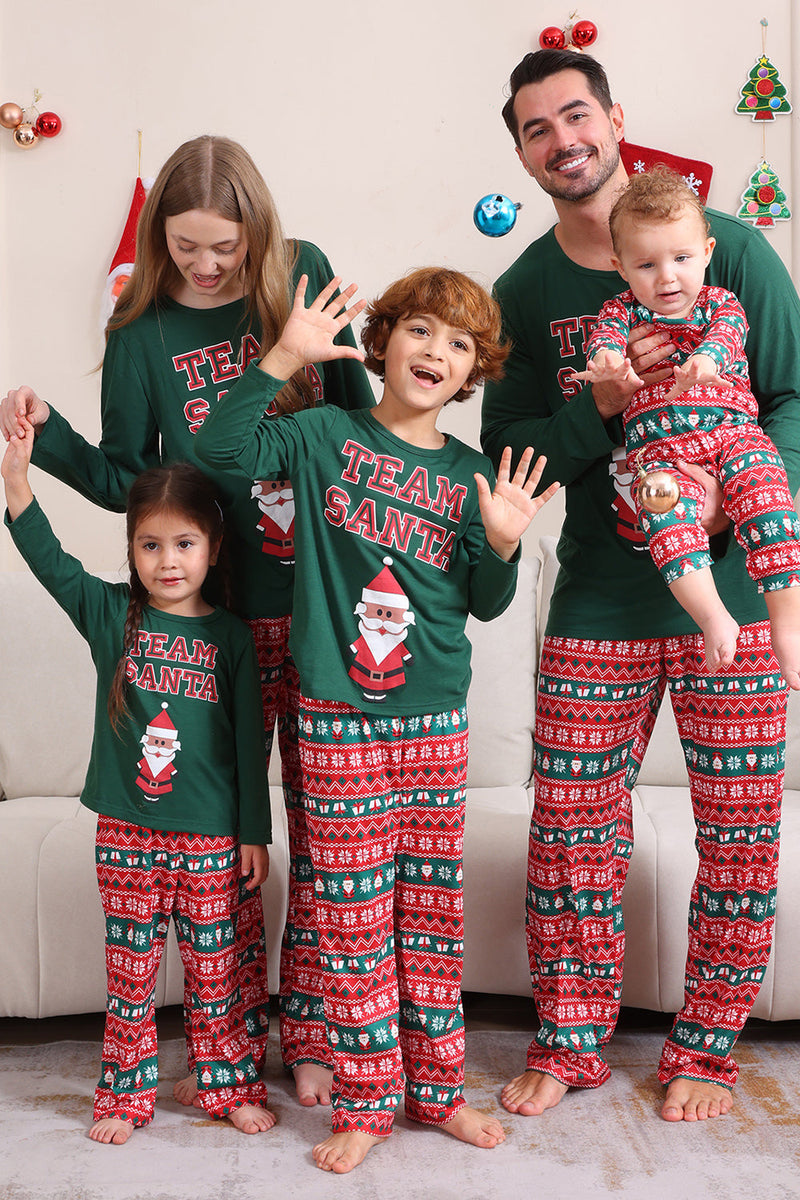 Laden Sie das Bild in den Galerie-Viewer, Dunkelgrünes Weihnachts-Familien-Pyjama-Set