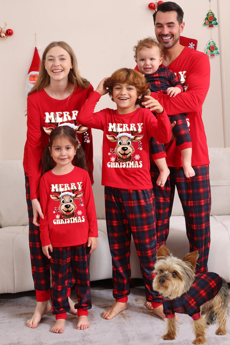 Laden Sie das Bild in den Galerie-Viewer, Rot kariertes Weihnachts-Familien-Pyjama-Set