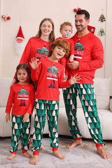 Roter Druck Weihnachten Familie Passendes Pyjama-Set