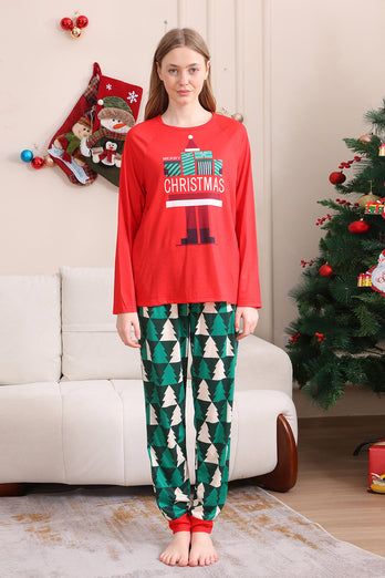 Roter Druck Weihnachten Familie Passendes Pyjama-Set