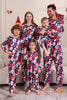 Laden Sie das Bild in den Galerie-Viewer, Dunkelblaues Pyjama-Set Familienpyjama-Set mit rotem Hut Druck