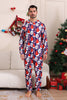 Laden Sie das Bild in den Galerie-Viewer, Dunkelblaues Pyjama-Set Familienpyjama-Set mit rotem Hut Druck