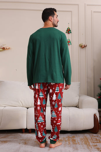 Dunkelgrünes Frohe Weihnachten Familie Pyjama-Set