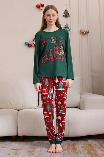 Dunkelgrünes Frohe Weihnachten Familie Pyjama-Set