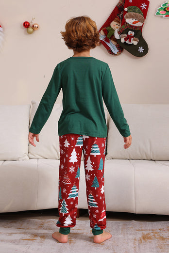 Dunkelgrünes Frohe Weihnachten Familie Pyjama-Set