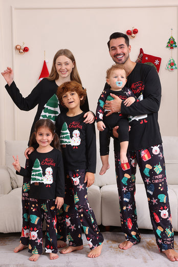 Schwarzes Frohe Weihnachten Familie Pyjama-Set