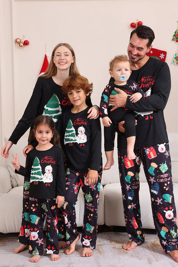 Schwarzes Frohe Weihnachten Familie Pyjama-Set