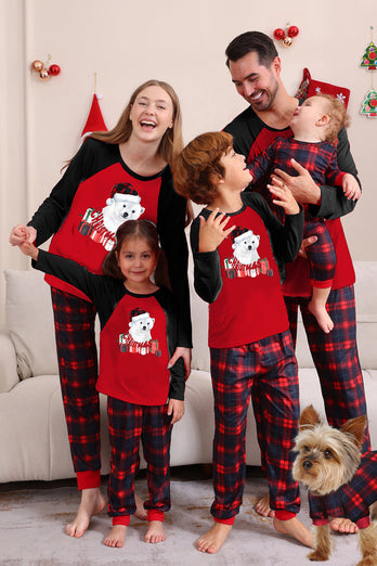 Roter Bär Rot Liebe frohe Weihnachten Family Pyjama Set