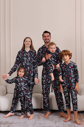 Weihnachten Marineblaue Familie Passende Kapuzenpyjamas