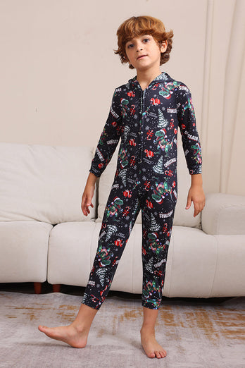 Weihnachten Marineblaue Familie Passende Kapuzenpyjamas