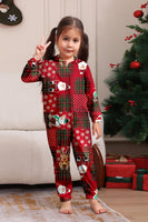 Laden Sie das Bild in den Galerie-Viewer, Burgundy karierter Schneemann mit Kapuze Weihnachts-Familienpyjama
