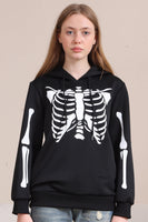 Laden Sie das Bild in den Galerie-Viewer, Schwarze Skelett Kapuze Halloween Familie Sweatshirts