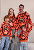 Laden Sie das Bild in den Galerie-Viewer, Gruselige orange Familien-Sweatshirts mit Skelett-Druck und Kapuze