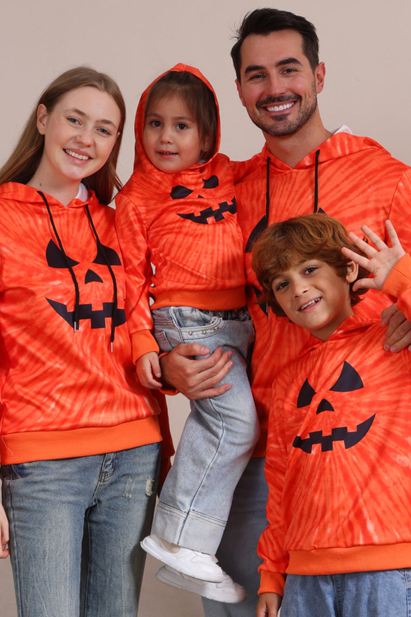 Laden Sie das Bild in den Galerie-Viewer, Orange Halloween Familienanzug Langärmeliges Kapuzensweatshirt