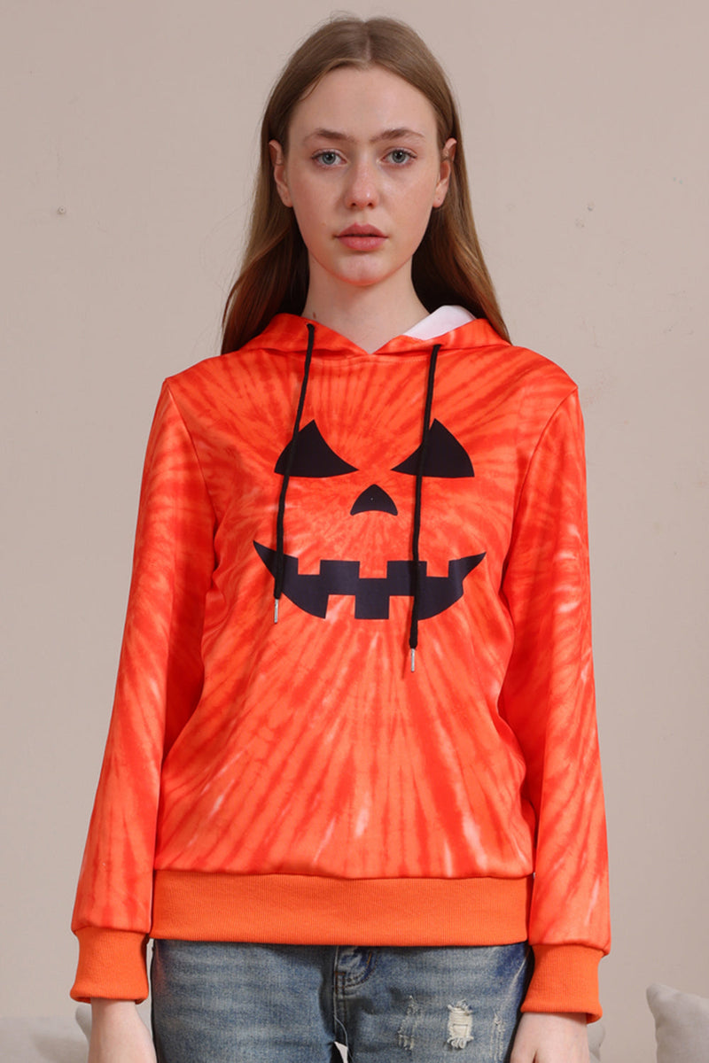 Laden Sie das Bild in den Galerie-Viewer, Orange Halloween Familienanzug Langärmeliges Kapuzensweatshirt