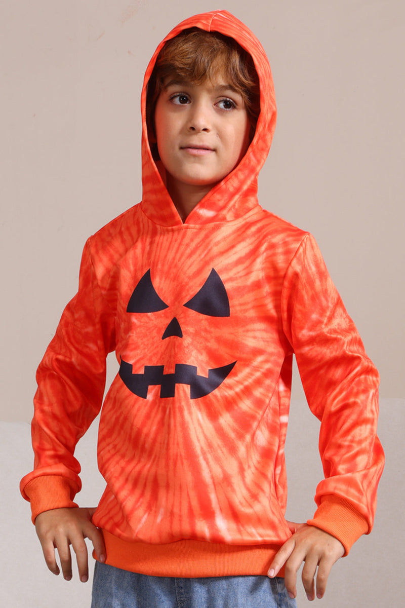 Laden Sie das Bild in den Galerie-Viewer, Orange Halloween Familienanzug Langärmeliges Kapuzensweatshirt