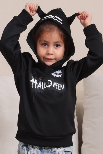 Schwarzes Halloween Familienkostüm Kapuzensweatshirt